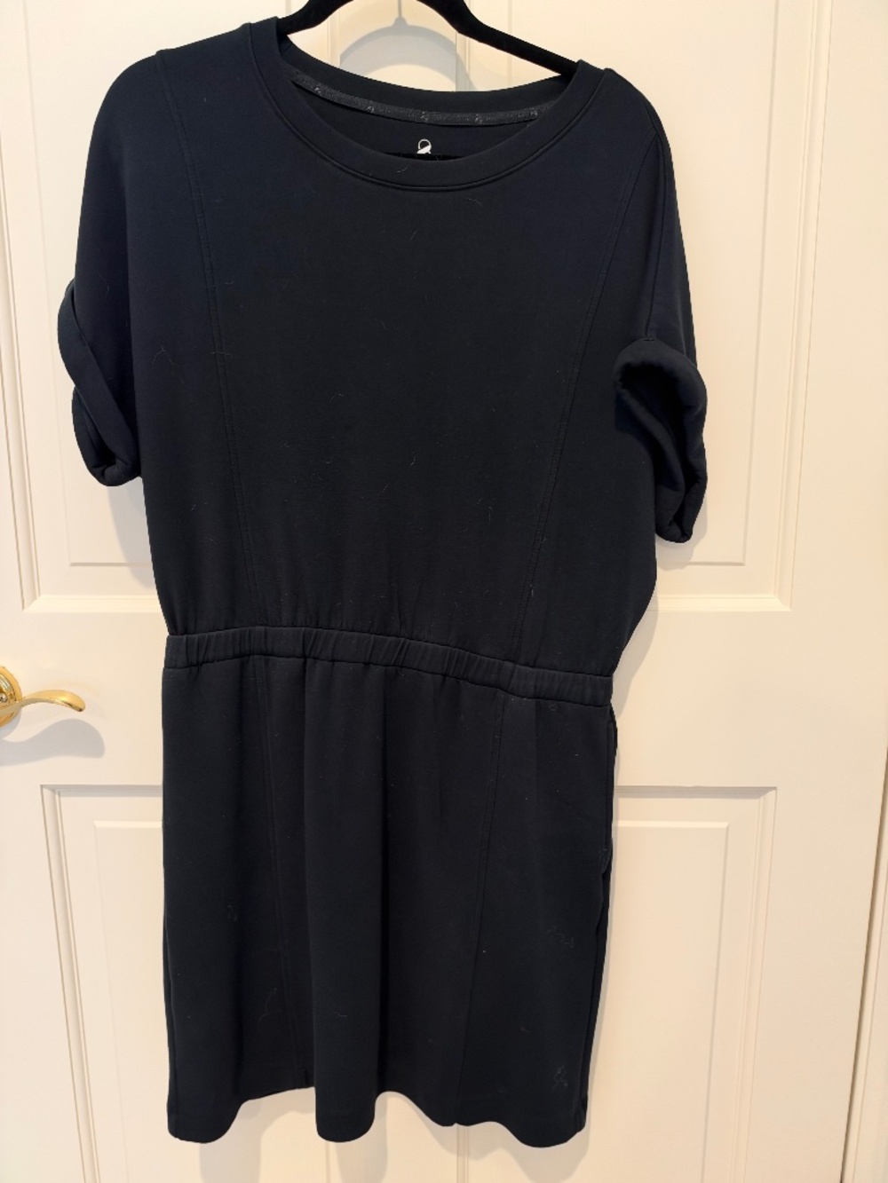 Lou & Grey Black Short Sleeve Dress with Elastic Waist | L